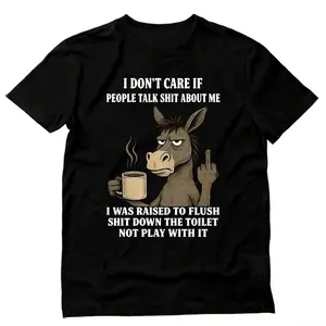 Express Your Attitude with a Sarcastic Donkey Cartoon Graphic Tee featuring Dark Humor Quotes for Comfortable Unisex Casual Wear
