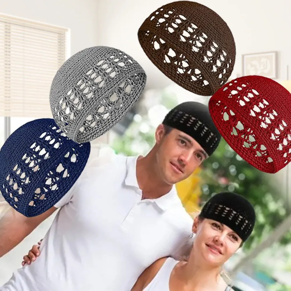 4pcs Knit Kufi Cap | Casual Crochet Beanie Skull Beanie African Hat for Men and Women, headband hair soft scarf head wrap, Set Of Four