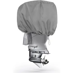Dikasun Outboard Motor Cover, 600D Heavy Duty Waterproof Boat Motor Cover, Boat Engine Covers for Motor 50-115 HP, Grey