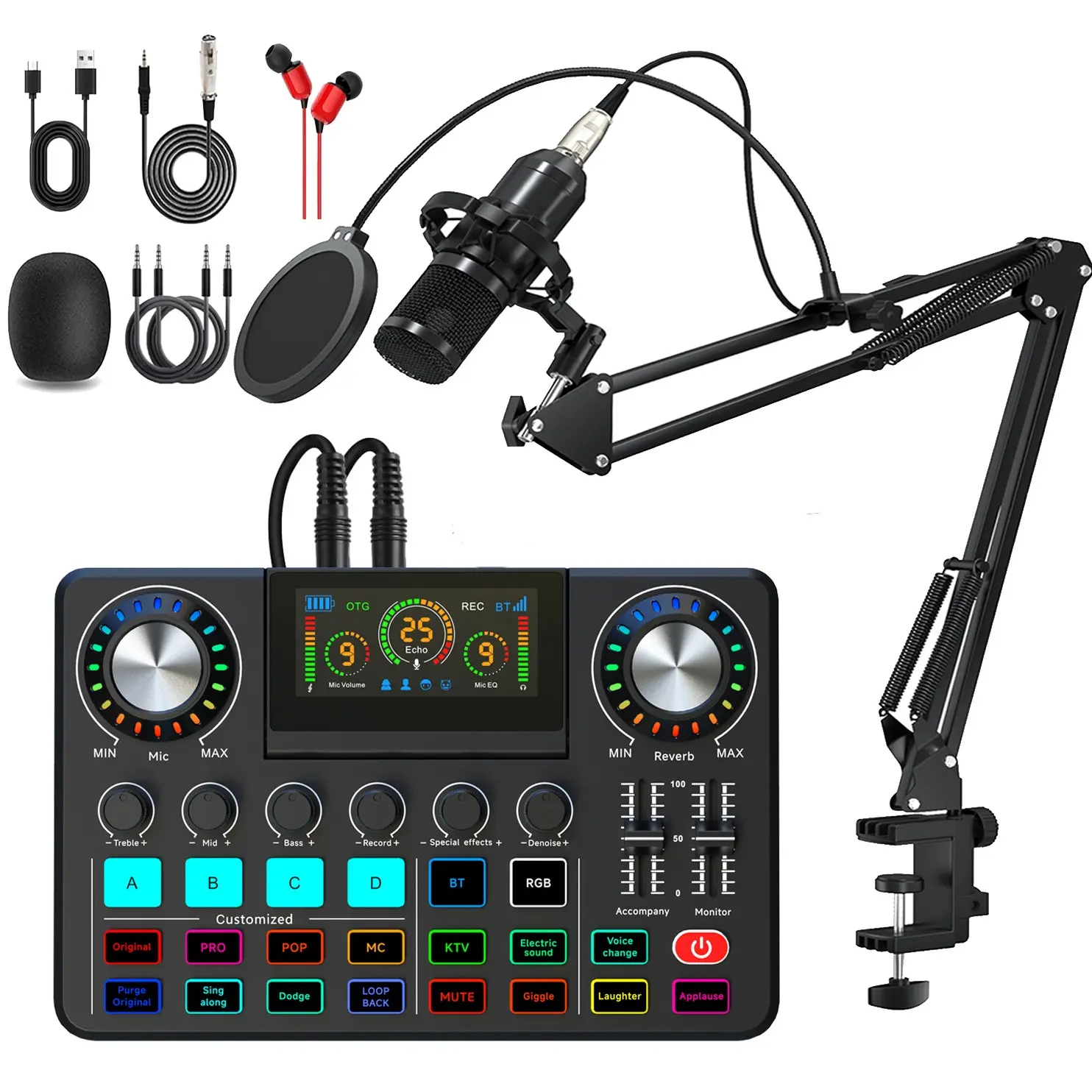 Professional Audio Mixer with Multi DSP Effects & Reverb, Digital Mixing Console with OTG Connectivity for Podcast Equipment Karaoke Gaming Live Streaming Recording for PC/Mac/Smartphone DJ Mixing Console