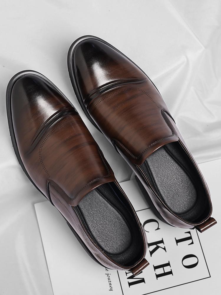 Men’s Classic Faux Leather Slip-On Ankle Dress Loafers - Business Formal Office Footwear with Rubber Sole, Wedge Design, Father’s Day Gift Option, US 10.5 (CN 45, 27.5cm Length)