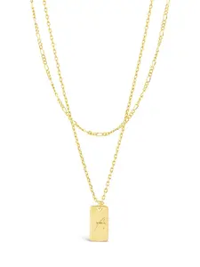 Initial Tag Layered Chain Necklace