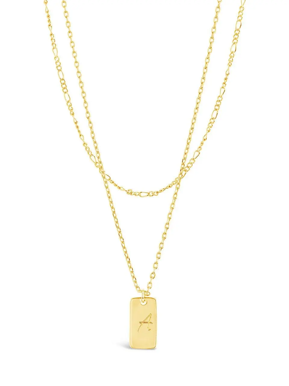 Initial Tag Layered Chain Necklace Initial Tag Layered Chain Necklace
