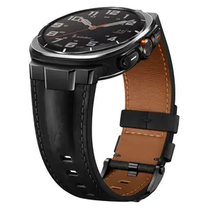 Suitisbest Genuine Leather Band Compatible with Galaxy Watch Ultra Bands 47mm - Zero-Gap Precision Fit with Designer Metal Connectors for Samsung Ultra 2025 2024 - Rugged Crazy Horse Strap for Men