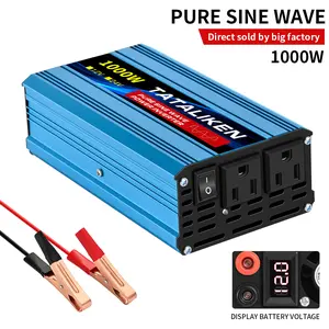 TATALIKEN Pure Sine Wave Inverter 1000W DC 12V/24V to AC 110V for Camping Mobile Phone Computer Overload Protection Essential Power Source