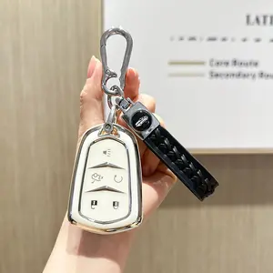 For Cadillac Key Fob Cover with Keychain TPU Protector Suitable for Cadillac Escalade CTS SRX XT5 ATS STS CT6 Key Shell Case Holder