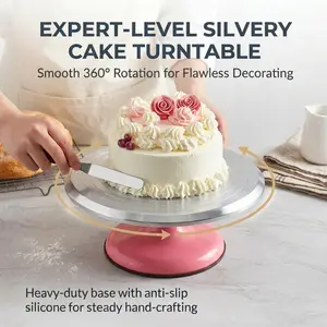Aluminum Alloy Rotating Cake Turntable, Non-slip Base Cake Stand, Smooth-Rotation Decorating Platform for Home Baking & DIY Cake Making