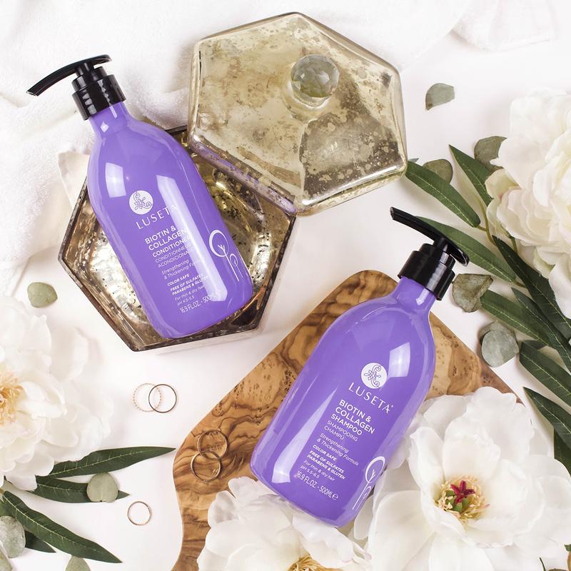 Luseta Biotin & Collagen Shampoo and Conditioner for Hair Growth Infused with Argan Oil Thickening Shampoo for Thinning Hair and Hair Loss 2X16.9Oz Free Of Sulfates Color Safe