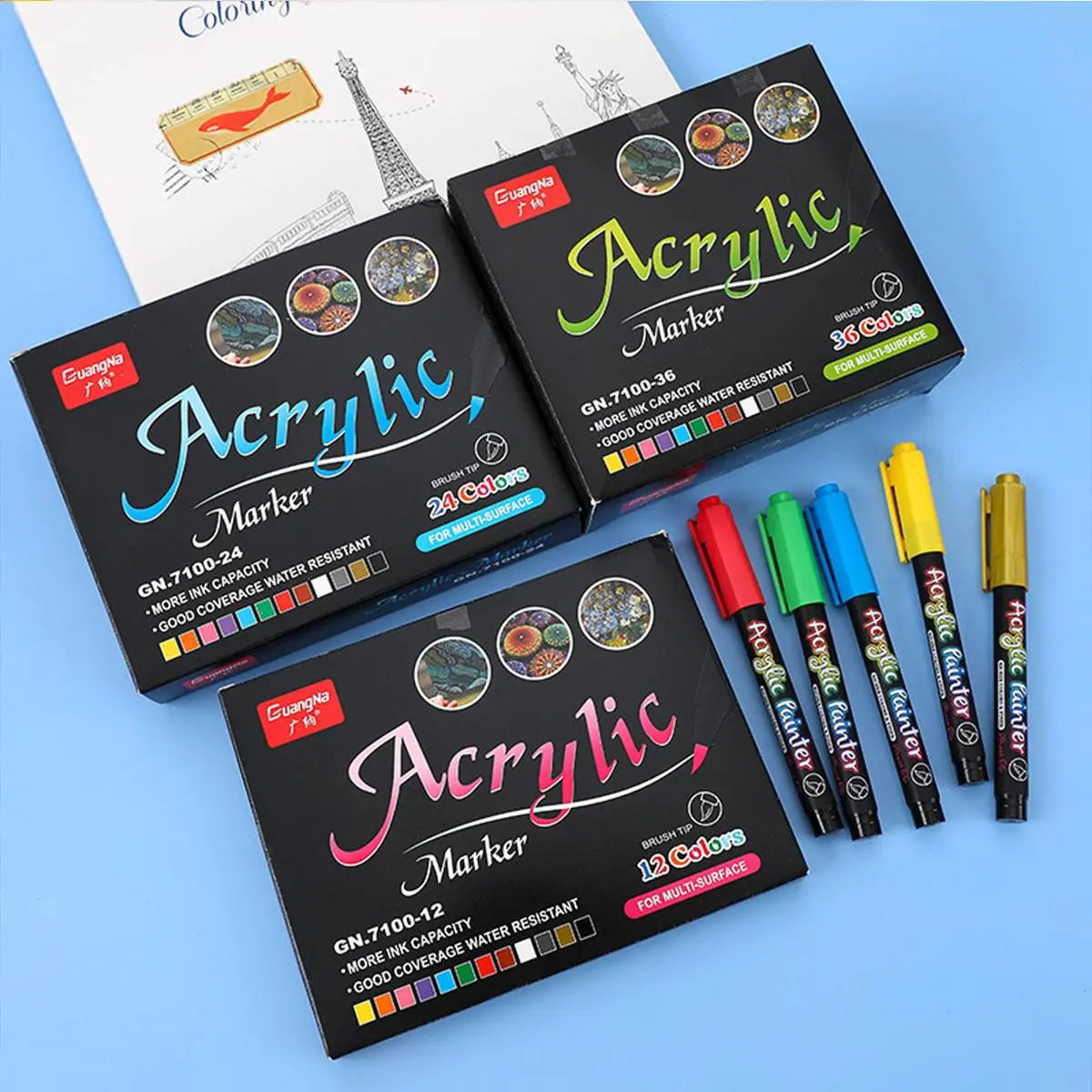 Acrylic Marker Pen Set, 100pcs/set Quick Drying Acrylic Paint Marker Pen, Art Marker Pen for Rock Painting, Ceramics, Woodworking, Calligraphy, Scrapbooking, Card Making, DIY Projects, School Supplies, Creative Gifts