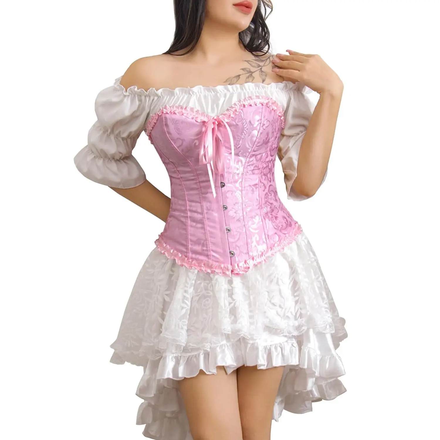 Women's Lace Up Boned Overbust Corset Bustier Lingerie Bodyshaper Top, Sexy  Bustier Shapewear Lingerie, Lace Waist Push Up Bodysuit,Floral Bustier  Corset Top Waist Cincher Overbust Bustiers Plus Size S-6XL - TikTok Shop