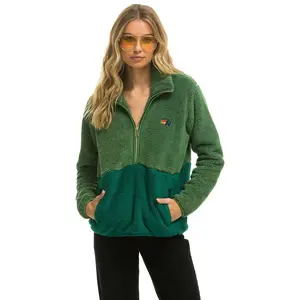 TEDDY UNISEX HALF ZIP COLOR BLOCK JACKET - GARDEN GREEN