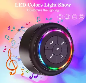 Waterproof Bluetooth Shower Speaker IPX7 with 6 Mode RGB Lights Portable Wireless Outdoor Speaker for Shower Bathroom Pool Beach Gift Ideas for Christmas Fast-Charge Far-Connect Long Playtime
