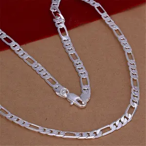 LUX-JEWEL -   Mens 6MM flat chain 925 Sterling silver Necklace Fashion Jewelry women men solid  wedding gift