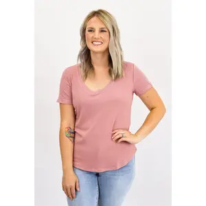 The Ribbed Basic V Neck Tee