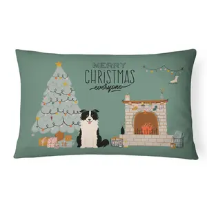 Carolines Treasures  12 x 3 x 16 in. Black White Border Collie Christmas Everyone Canvas Fabric Decorative Pillow