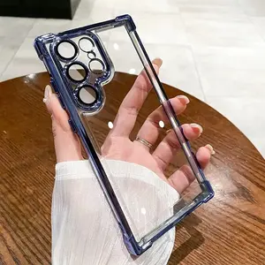 Electroplated Four Corners Anti Drop Clear Protective Luxury Clear Plating Shockproof Case For Samsung Galaxy S24 S23 S22 Ultra Plus S23FE S24FE Clear case Cover