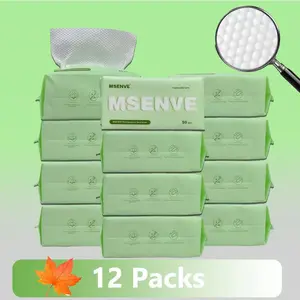 MSENVE Silky, Biodegradable Disposable Facial Towels - Extra Thick, Soft, and Large for Sensitive Skin, Travel, and Makeup Removal (50 Pieces) - Skincare Face Wipes