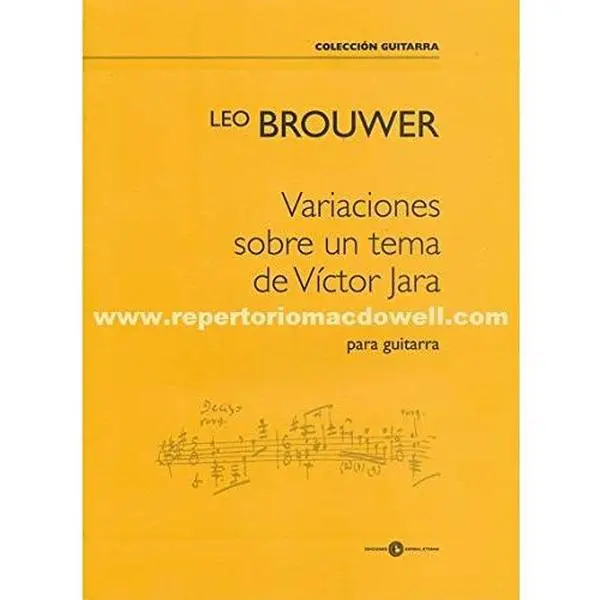 USED Guitar Sheet Music - "Variaciones sobre un tema de Victor Jara" Musical Composition for Guitar (2007) by Leo Brouwer