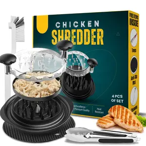 Chicken Shredder Tool Twist Large for Kitchen BPA-Free Food-Safe Meat Grinder Visible Chicken Breast Meat Shredder with Strong Anti-Slip Bottom Ergonomic Handle Black