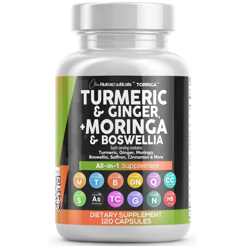 Clean Nutraceuticals Turmeric, Ginger, Moringa, Boswellia, Saffron & More for Women & Men Joint Support Supplement Capsules – Toringa