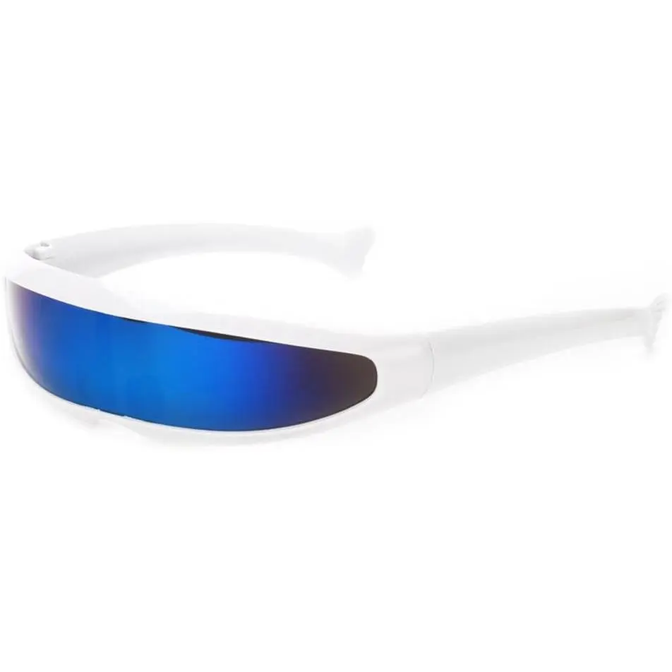 Personality Narrow Cyclops Sunglasses - UV400 Mirrored Lens, Space Element, No Plastic Solid Frame Party Gift for Festive Occasions, Unisex