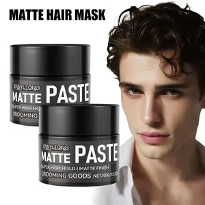 100g men's styling mud, matte texture, strong styling mud, containing beeswax and glycerin, enhances curl and reduces frizz, long-lasting styling hair, suitable for all men's hairstyles, Strong Hold