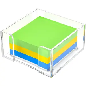 Sticky Note Holder, Clear Acrylic Notepad Holder for 3" x 3" Sticky Note Storage,Acrylic Sticky Note Dispenser for Classroom and Office Desk Organizer