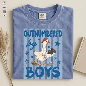 Boy Mom Goose Shirt, Outnumbered By Boys Funny Tee, Cute Gift For Mom Of Sons, Chaos Coordinator Comfort Colors T-Shirt