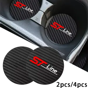 Ford Stline Carbon Fiber Texture Anti-Slip Cup Holder, 2 Pcs or 4pcs, Protects From Scratches, Decorative Vehicle Accessory