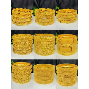 2025INS African Gold Color Bangles For Women Indian Middle Eastern Nigerian Wedding Luxury Plated Jewellery Brazilian Bangles