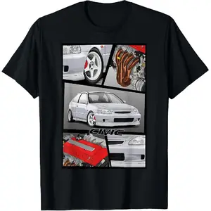 100% Cotton Unisex Civic EK B16 Engine Type R Japanese Car T-Shirt