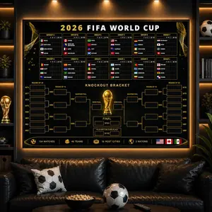 [Sale off up to 65%][Free Ship][No Frame] Football Tournament Wall Art Poster, Soccer Bracket & Match Schedule Print, 2026 Sports Inspired Decor