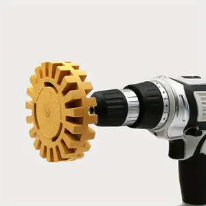 1pc Gear Design Rubber Eraser Wheel, Remove Pinstripes, Stripes, Decal And Adhesive Remover Tool, Stickers, Tape And Graphics On Car, RVs, Boat And Trucks 4-inches Diameter With Drill Adapter