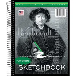 "Rembrandt" Sketchbook, 11" x 8.5", 100 Sheets of Heavyweight 60 lb. White Drawing Paper, Spiral Bound