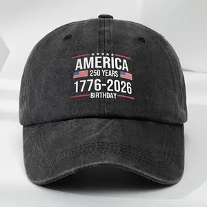 250th Anniversary Patriotic Adjustable Snapback Baseball Cap - Black with Red White Blue American Flag Design, Ideal for Outdoor Travel, Camping, Casual Wear