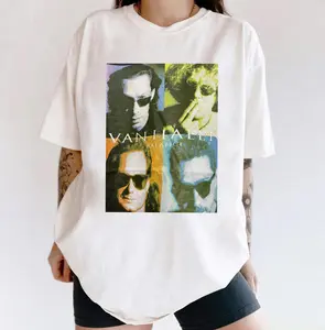 Women's Vintage Van Halen 1980s Live Tour Graphic Cotton Crew Neck T-Shirt - Lady Streetwear Oversized Baggy Loose Casual Print Top, Retro Concert Merch
