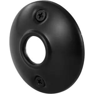 2 Pack Vintage Round Rosette Door Knobs, Classic Matte Black Old Style Door Knob Plates Replacement for Interior Doors