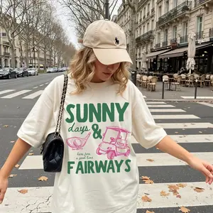 [Sale off up to 50%] Sunny Days and Fairways T-Shirt, Golf Shirt, Golf Lover Gift, Summer Graphic Tee
