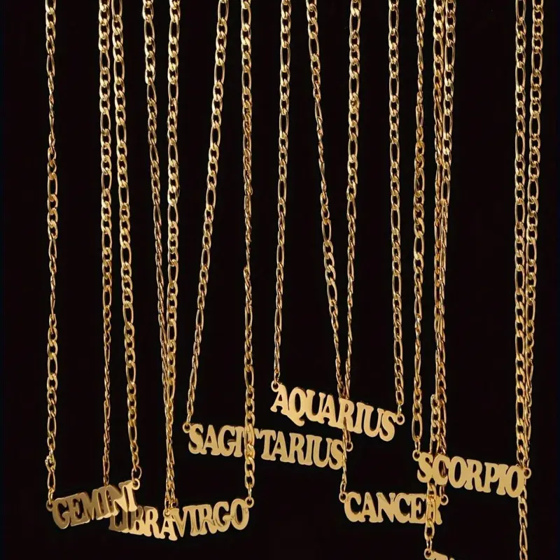Fashionable Zodiac Constellation Themed Adjustable Stainless Steel Jewelry, Casual Jewelry for Women & Girls, Trendy All-match & Exquisite Jewelry as a Birthday Gift, Celestial Necklace, Astrology Pendant, Casual Style Necklaces