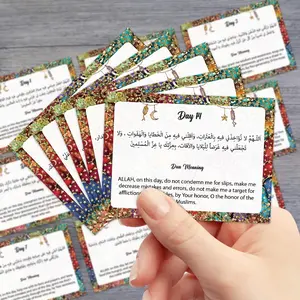 30pcs Ramadan Dua Meaning Cards, 30 Day Islamic Dua Ramadan Prayer Cards, Ramadan Eid Mubarak Party Decorations, Ramadan Daily Dua Cards (1 To 30 Days) with Meaning, Religious Gifts, Bilingual Cards