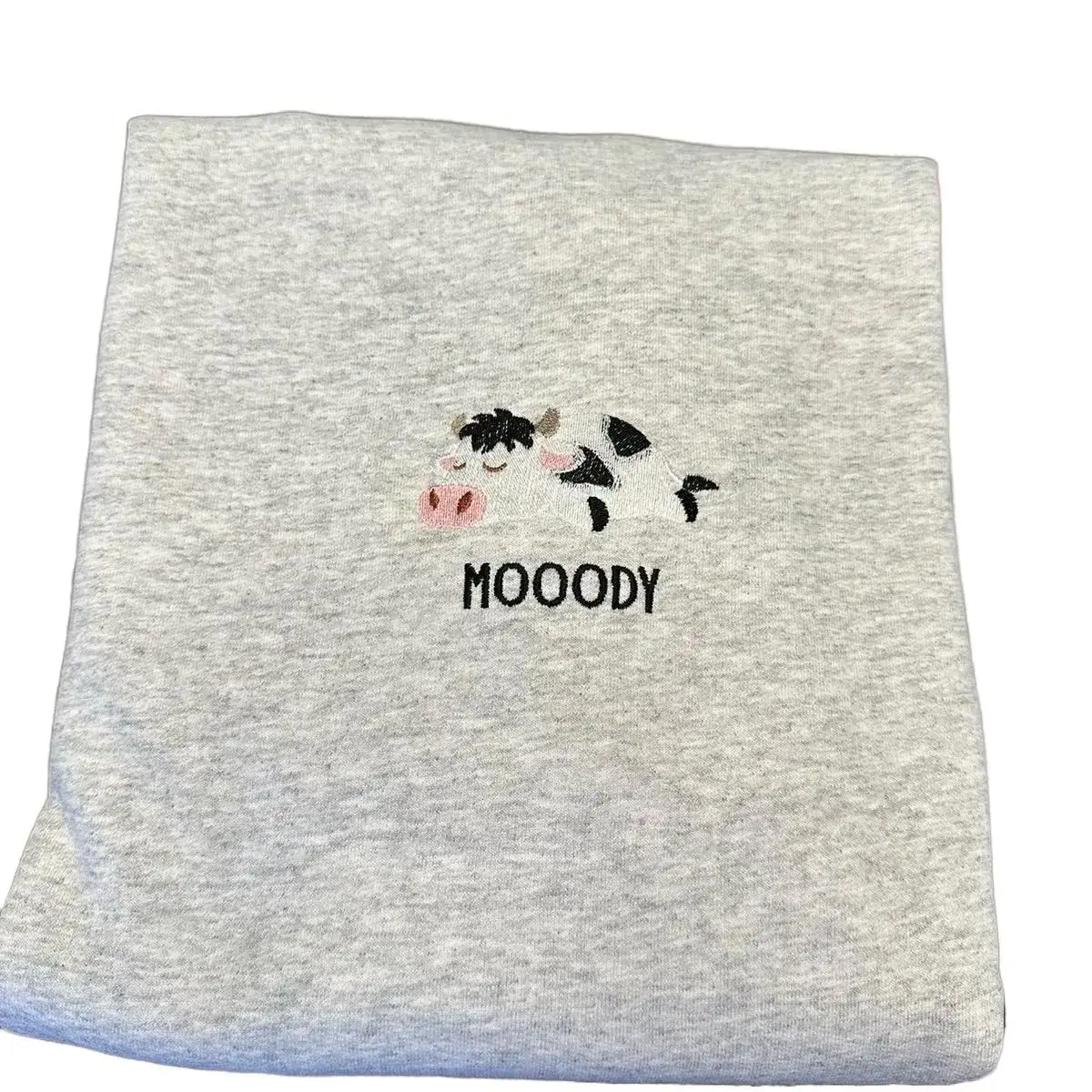 Moody cow Embroidered Crewneck Sweatshirt