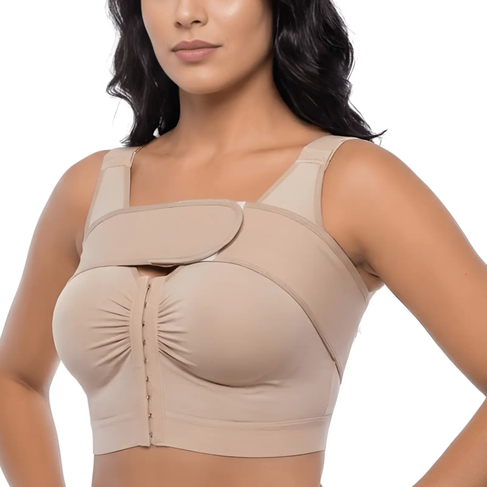 Women's Post-Surgery Bra, Fitted Compression Bust Band Accessory with Powernet and Soft Cotton Lining for Mamoplasty Recovery, Flannel, Fabric, Garment, Breathable, Shapewear, Compression Band, Post-Op Support, Powernet Outer, Essential, Powernet/Cotton