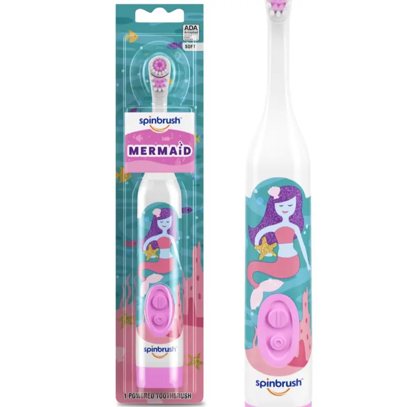 2 pack Mermaid Spinbrush Kids Electric Toothbrush,