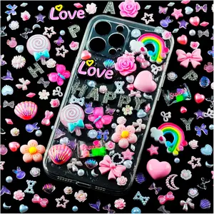 For Phone Cases Junk Charms Kit – 50+ Cute Resin Charms for Slime, Nails & DIY Crafts, Big Kawaii Accessories for Girls & Teens Smartphone Cellphone