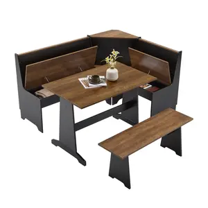 [MothersDayGift]AMERLIFE 3-Piece Breakfast Nook Dining Set, L-Shaped Corner Bench with Hidden Storage, Space-Saving Kitchen Table Set for Small Spaces,Best Gift Ideas/Christmas Gifts