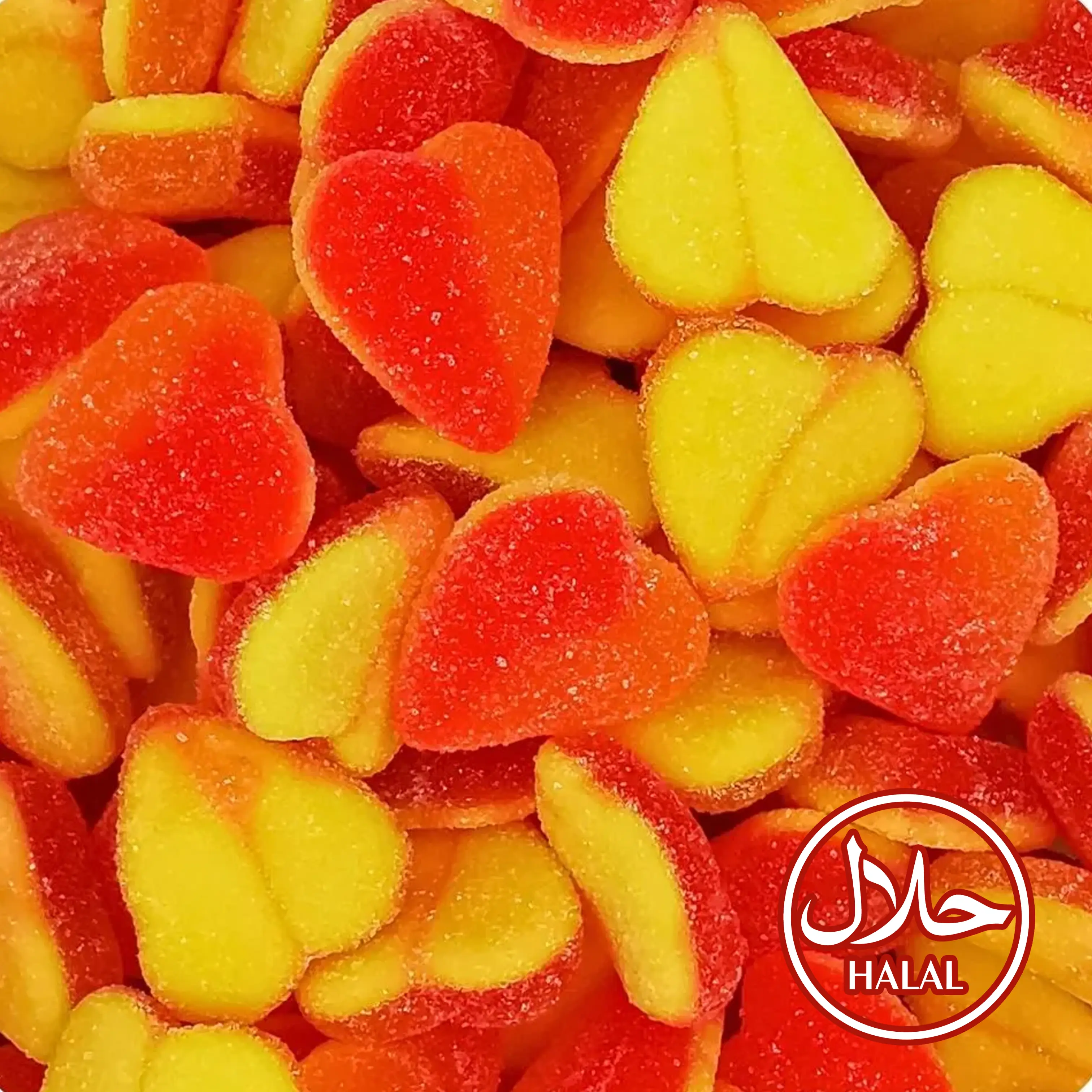 Halal Fizzy Peach Heart Gummies Halal Fizzy Peach Heart Gummies