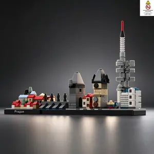Prague Skyline Building Blocks Set, Czech City Architecture Model, DIY Collectible Ornament Toy, B21-122237, Educational & Fun Gift