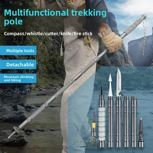 Lightweight Collapsible Trekking Poles 2 in 1 Hiking Sticks with Locking System for Outdoor Sports Hiking Walking Camping Mountaineering Accessories