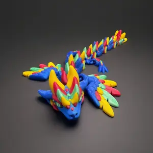 3D printed rainbow dragon collectible decoration, 11.81 inches, made of PLA material, suitable for decoration in indoor/outdoor environments, as gifts for festivals/party/birthday/events, fun and companionable.