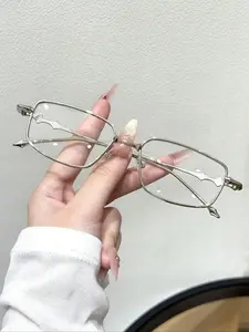 Fashionable Metal Frame Glasses Set, Trendy Simple Eyewear Accessories, Stylish Accessory for Daily Wear, Unisex Eye Protection